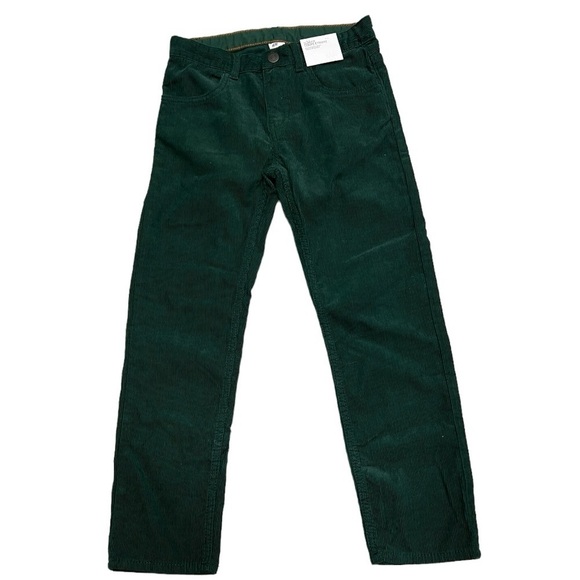 H&M Green Corduroy Pants Slim Fit Adjustable Waist Size 8 - Picture 1 of 9